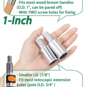 Threaded Tips Replacement for Extension Poles Repairing, Push Broom Handle Threaded End (1 in & 3/4 in)