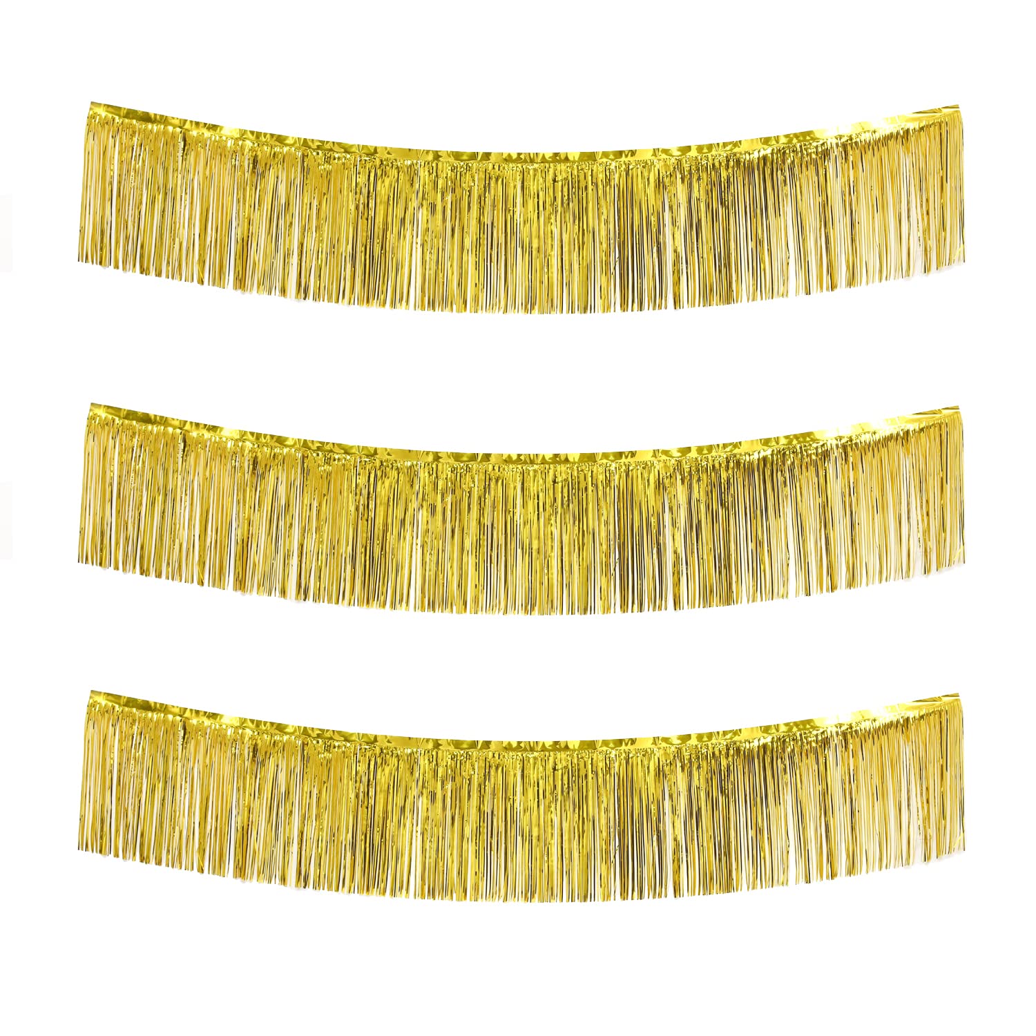 KADUOS 3 Packs 10 Feet Foil Fringe Garland Gold Streamers for Birthday Graduation Banner Disco Party Decorations