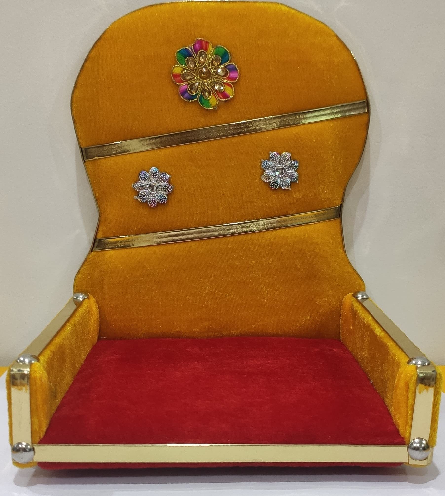 Kanha Ladoo Gopal Wooden chowki Cum Sofa Cum Aasan Cum Singhasan Cum Bed kanha Wooden Pooja Chowki (Multicolor, Extra Large)