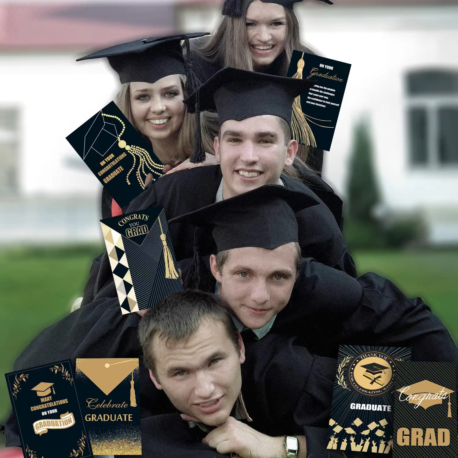 AMZAI Graduation Cards, Graduation Cards 2024 with Envelopes and Gold Foil, 24 Pack Bulk Graduation Greeting Cards, Grad Gift Card for College & High School Graduation Party Decoration