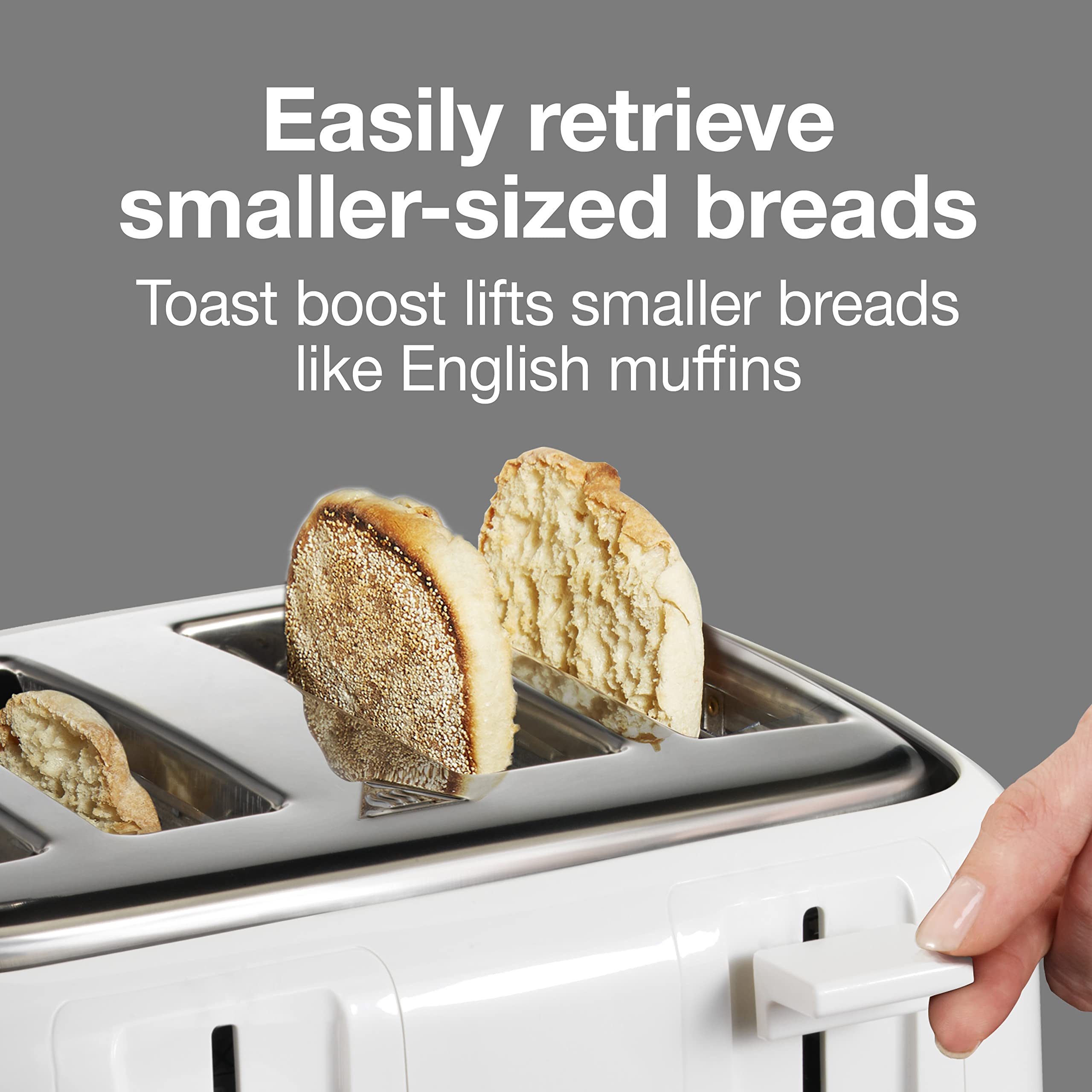 Proctor Silex 4 Slice Toaster with Extra Wide Slots for Bagels, Cool-Touch Walls, Shade Selector, Toast Boost, Auto Shut-off and Cancel Button, White (24214PS)