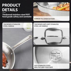 Fortune Candy Fry Pan with Lid, 3-ply Skillet, 18/8 Stainless Steel, Induction Ready, Dishwasher Safe, Silver (10 inches)