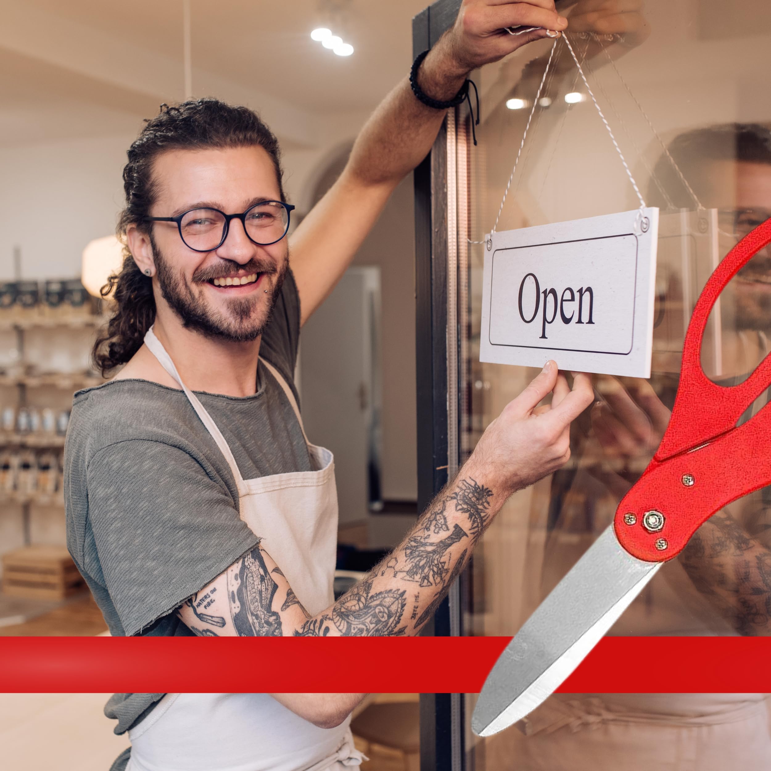 Red Ribbon Cutting Ceremony Kit – 20 Inch Giant Scissors and Ribbon Giants Ribbon Cutting Scissors with Red Ribbon Grand Opening Ribbon and Scissors for Special Events Inaugurations and Ceremonies