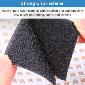 Matenf Sew On Hook and Loop Strips, 2 Inch Wide, Easy to Sew, Excellent Grip, Non-Adhesive, Interlocking Tape, Hook & Loop Tape for Clothing Sewing Crafts and DIY Projects, Each Roll 2'' x 6', Black