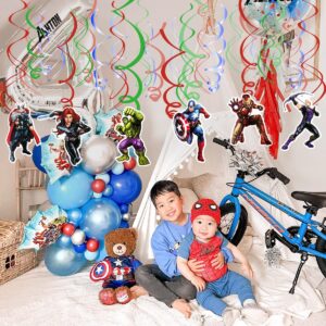 12pcs Party Vortex Decoration for Avengers, Hanging Swirls Decoration for Super Hero Theme Birthday Party Supplies