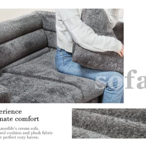 AMERLIFE Sofa, Oversize Sofa-Bouclé Sofa Couch, Deep Seat Sofa York Sofa for Living Room-3 Seater Sofa, Cloud Sofa(Dark Grey)