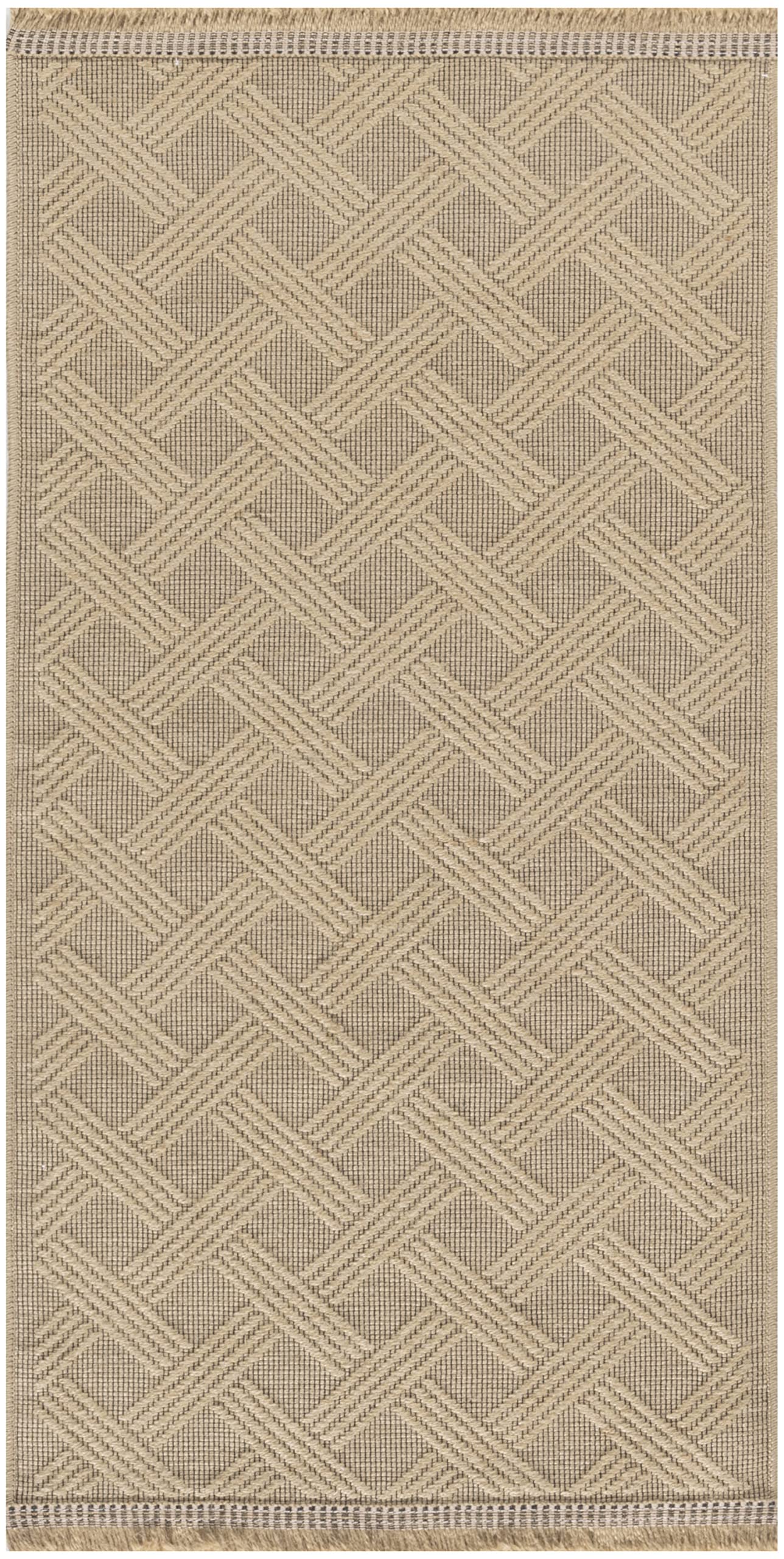 Nourison Washable Jute Geometric Natural 2' x 4' Area -Rug, Easy -Cleaning, Non Shedding, Bed Room, Living Room, Dining Room, Kitchen (2x4)