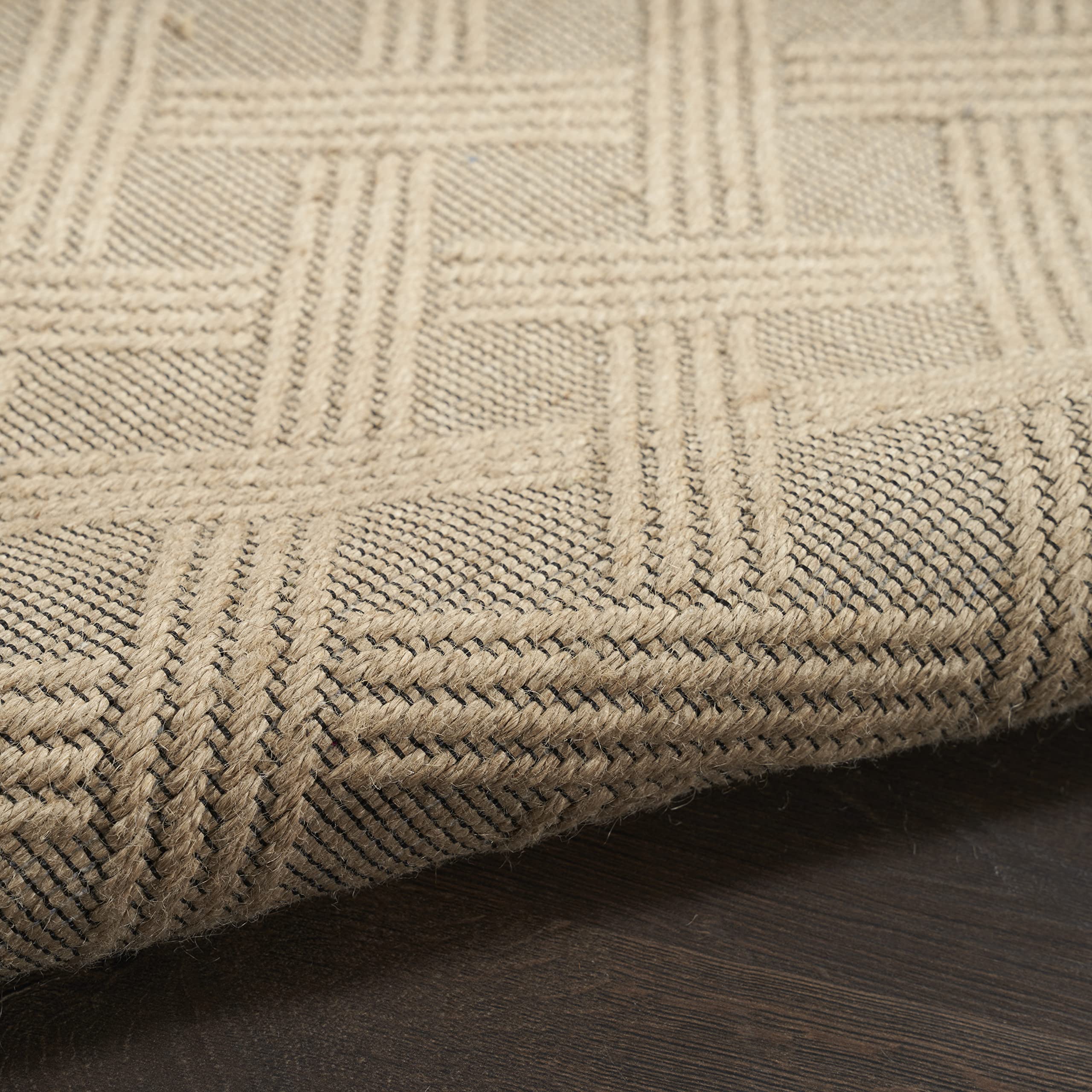 Nourison Washable Jute Geometric Natural 2' x 4' Area -Rug, Easy -Cleaning, Non Shedding, Bed Room, Living Room, Dining Room, Kitchen (2x4)