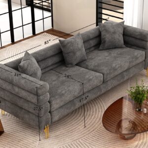 AMERLIFE Sofa, Oversize Sofa-Bouclé Sofa Couch, Deep Seat Sofa York Sofa for Living Room-3 Seater Sofa, Cloud Sofa(Dark Grey)