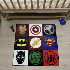 rugendary super hero rug fantastic area rug kids room nursery rug 3d digital print graphic carpet living room, bedroom, playroom (ultra soft quality, 2x2 ft.)