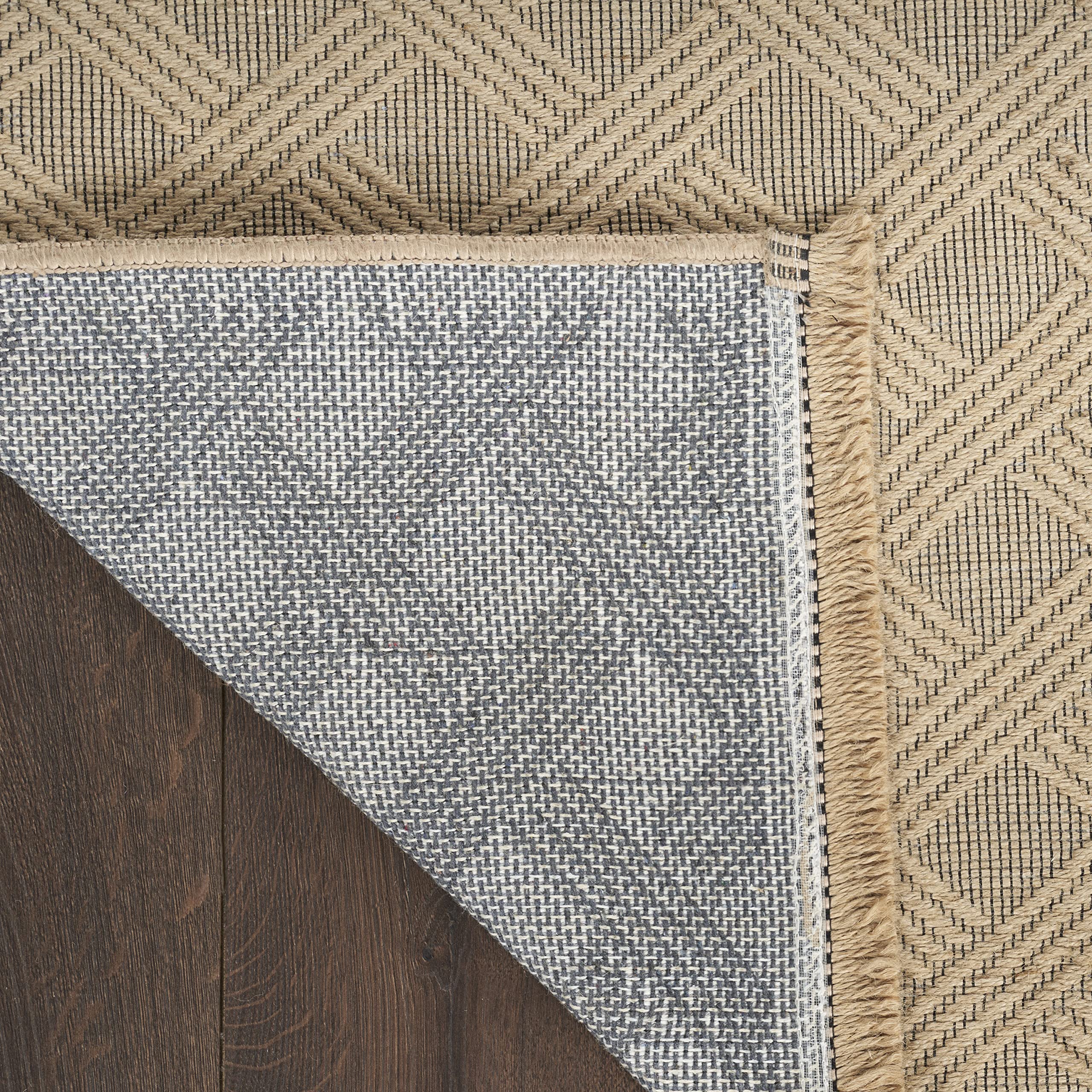 Nourison Washable Jute Geometric Natural 2' x 4' Area -Rug, Easy -Cleaning, Non Shedding, Bed Room, Living Room, Dining Room, Kitchen (2x4)