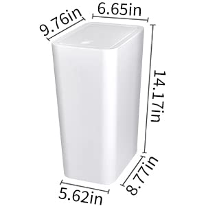 Trash Can, Plastic Garbage Can,3 Gallon Waste Basket for Bathroom, Bedroom, Modern Home Garbage Bin with Push Button, Commercial Trash Bin for Living Room, Office,Toilet, Outdoor (12L,White)