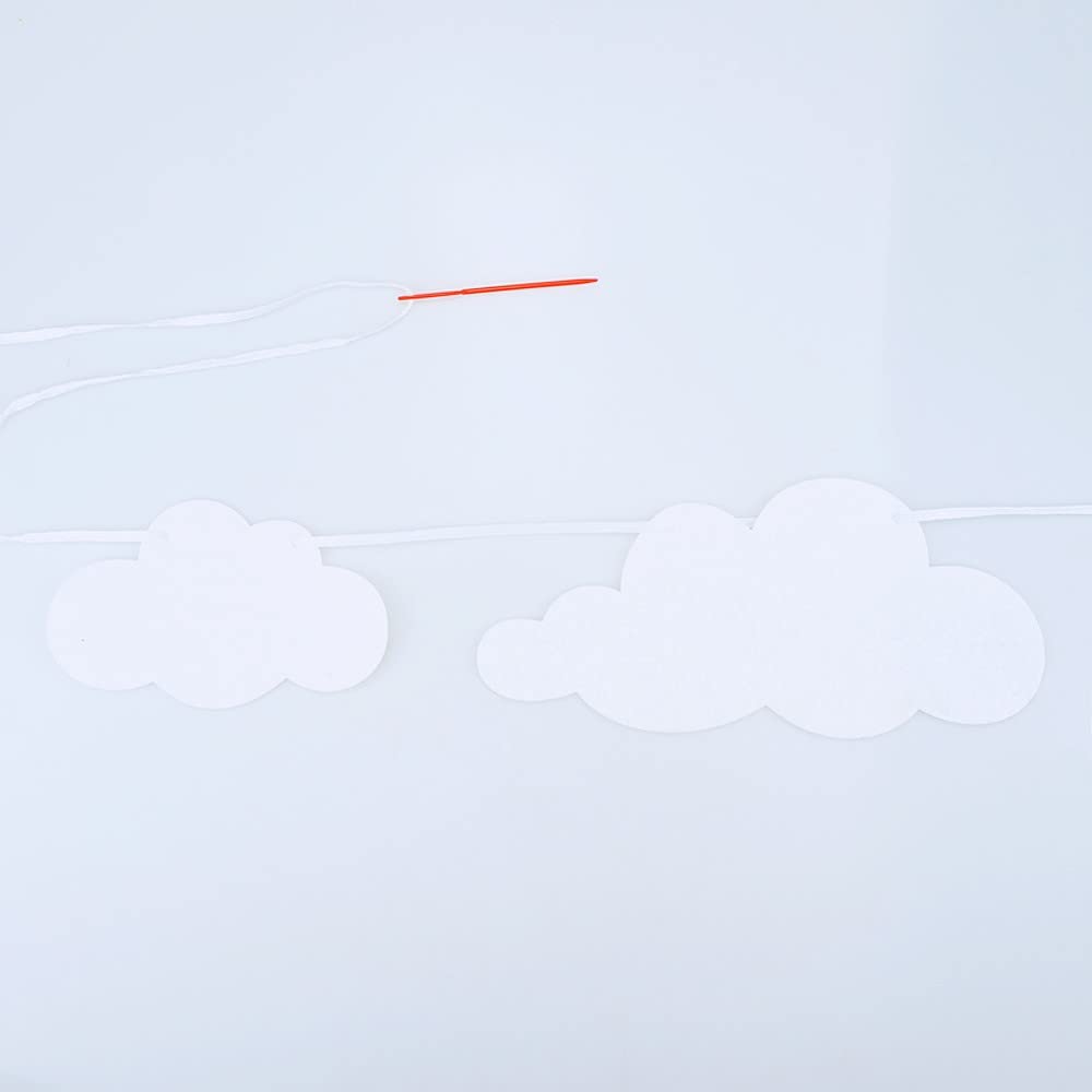 SaktopDeco 2 Pack Cloud Garland White Cloud Felt Banner Cloud Wall Decor Cloud Baby Shower Sky Theme Party Decorations