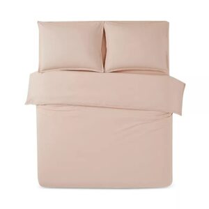 Calvin Klein Home Naturals Solid 250 TC Percale Set of 3 Duvet Set, Full/Queen Size, 55% Cotton & 45% Tencel (Beechwood)