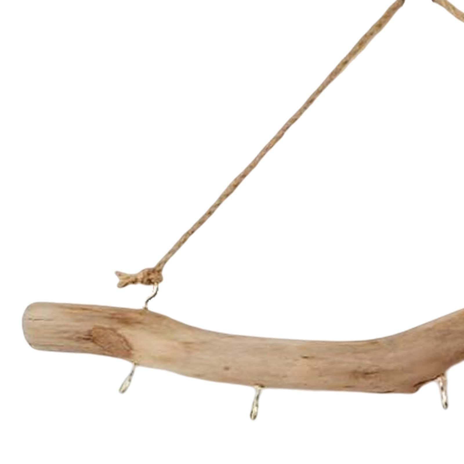 Gralara Wooden Hook Wall Mounted Driftwood Hook with Hooks Branch Hanger Rack for Small Item Key