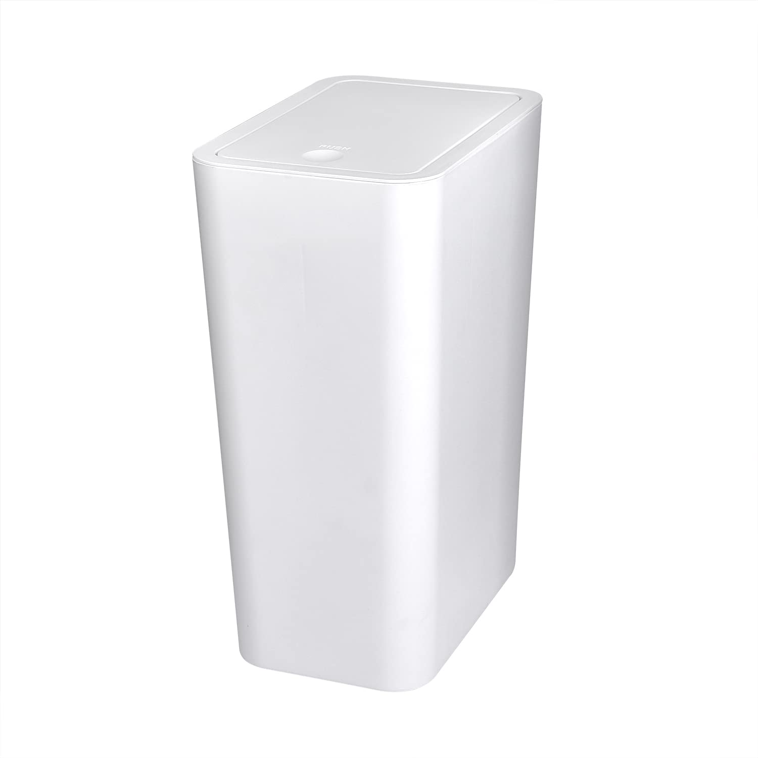 Trash Can, Plastic Garbage Can,3 Gallon Waste Basket for Bathroom, Bedroom, Modern Home Garbage Bin with Push Button, Commercial Trash Bin for Living Room, Office,Toilet, Outdoor (12L,White)