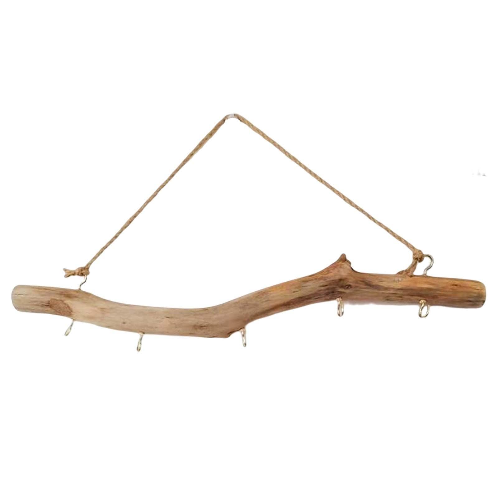 Gralara Wooden Hook Wall Mounted Driftwood Hook with Hooks Branch Hanger Rack for Small Item Key