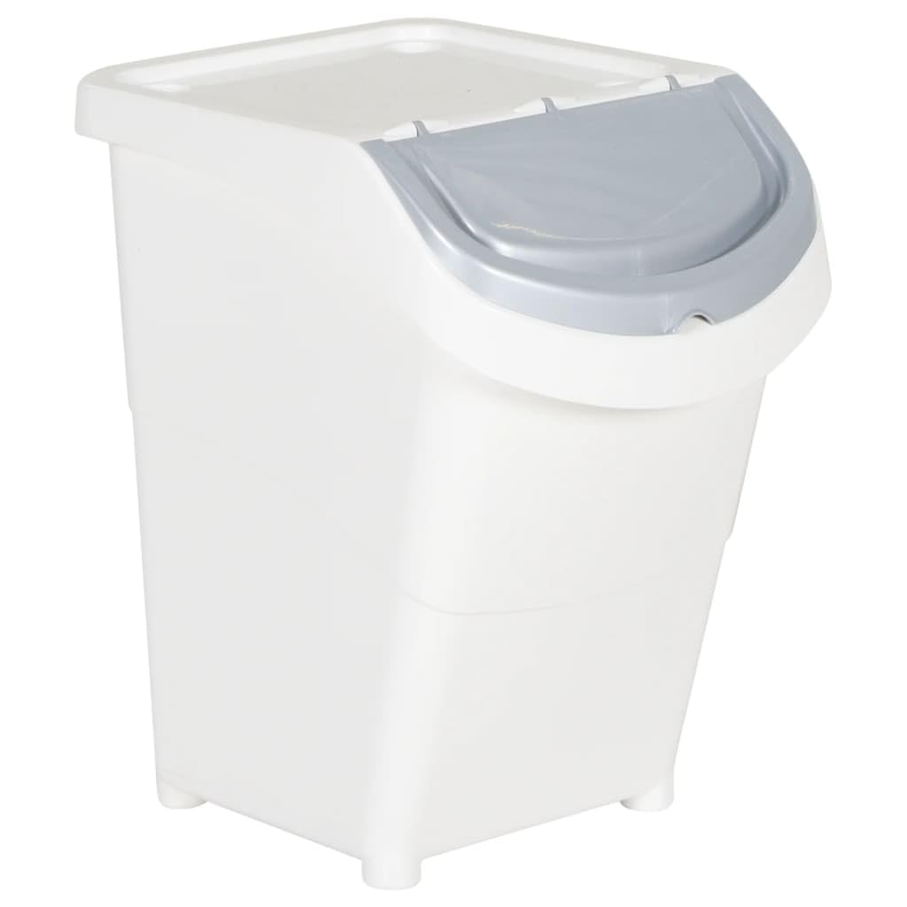 vidaXL 3-Piece Stackable Waste Bins with Detachable Lids, White Polypropylene, 31.7 Gal Total Capacity, Easy Cleaning, Lightweight and Impact-Resistant