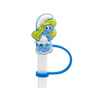 Cute Cartoon Kids Blue Wizard Straw Tips Covers,Food Grade Reusable Silicone Straw Tip,funny Straw Covers Cap Plugs,Anti-dust Soft Straw Toppers Drinking Straw Tips Lids for 6-10 mm