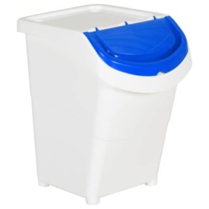 vidaXL 3-Piece Stackable Waste Bins with Detachable Lids, White Polypropylene, 31.7 Gal Total Capacity, Easy Cleaning, Lightweight and Impact-Resistant