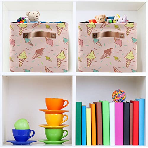 ALAZA Ice Cream Candy Foldable Storage Box Storage Basket Organizer Bins with Handles for Shelf Closet Living Room Bedroom Home Office 1 Pack