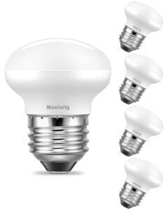 maelsrlg r14 led bulb 4w(40w equivalent) mini reflector flood light bulbs 2700k soft white, curio cabinet light bulb, non-dimmable, e26 base short light bulbs, 4-pack