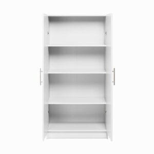 Prepac Elite 2 Door Wardrobe Cabinet, 32" W x 65" H x 20" D, White & Elite 2 Door Standing Storage Cabinet, 16" D x 32" W x 65" H, White