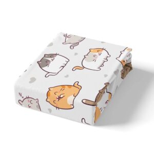 Erosebridal Cartoon Animal Bed Set Kawaii Cats Duvet Cover, Pet Kitten Bedding Set King, Cute Hearts Comforter Cover, Grey Gray Brown Orange Bed Cover Preppy Dorm Decor 3pcs