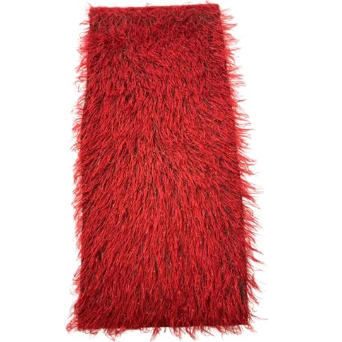 Fashion Fabrics LLC Red Metallic Faux Ostrich Feather Lace Apparel Costume Fabric - Sold by The Yard - 54"