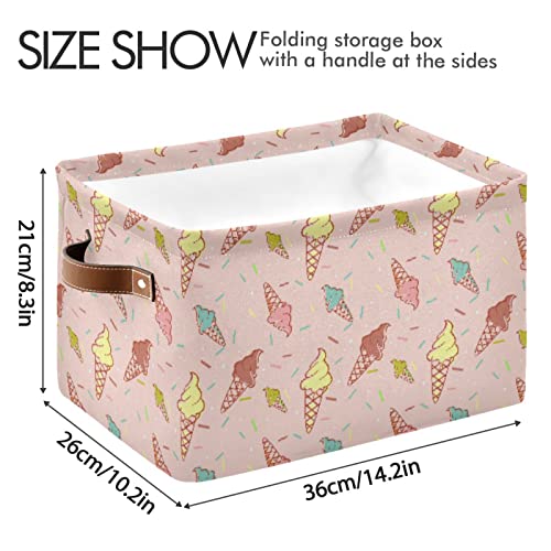 ALAZA Ice Cream Candy Foldable Storage Box Storage Basket Organizer Bins with Handles for Shelf Closet Living Room Bedroom Home Office 1 Pack