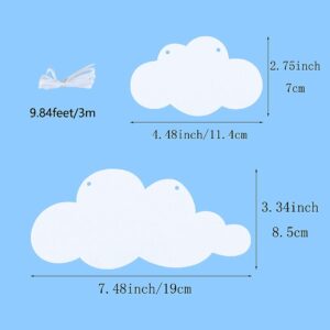 SaktopDeco 2 Pack Cloud Garland White Cloud Felt Banner Cloud Wall Decor Cloud Baby Shower Sky Theme Party Decorations