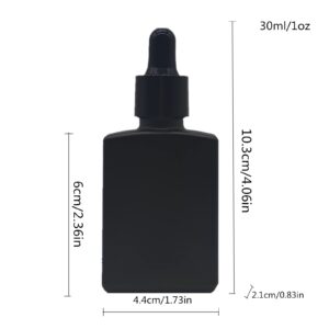 PimyRcyi （2PCS） 30ml Glass Dropper Bottle,1 oz Square Lab Dropping Serum Container,Perfume Vails, Essential Oil Bottle (Matte Black)