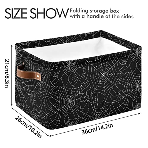 ALAZA Halloween Spider Web Black Foldable Storage Box Storage Basket Organizer Bins with Handles for Shelf Closet Living Room Bedroom Home Office 1 Pack