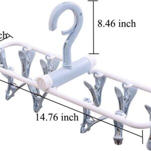 2 pac Folding Portable Laundry Hanger with 12 Clips Drying Rack for Socks&Lingerie Plastic Clothes Pins