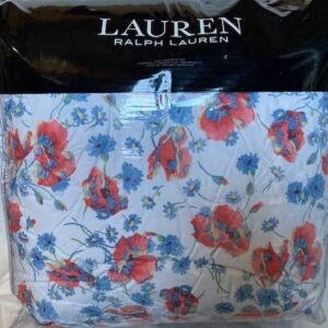 Lauren Ralph Lauren Kylah Blue Red Floral Full Queen 3 pc Duvet Cover Set Shams