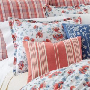 Lauren Ralph Lauren Kylah Blue Red Floral Full Queen 3 pc Duvet Cover Set Shams