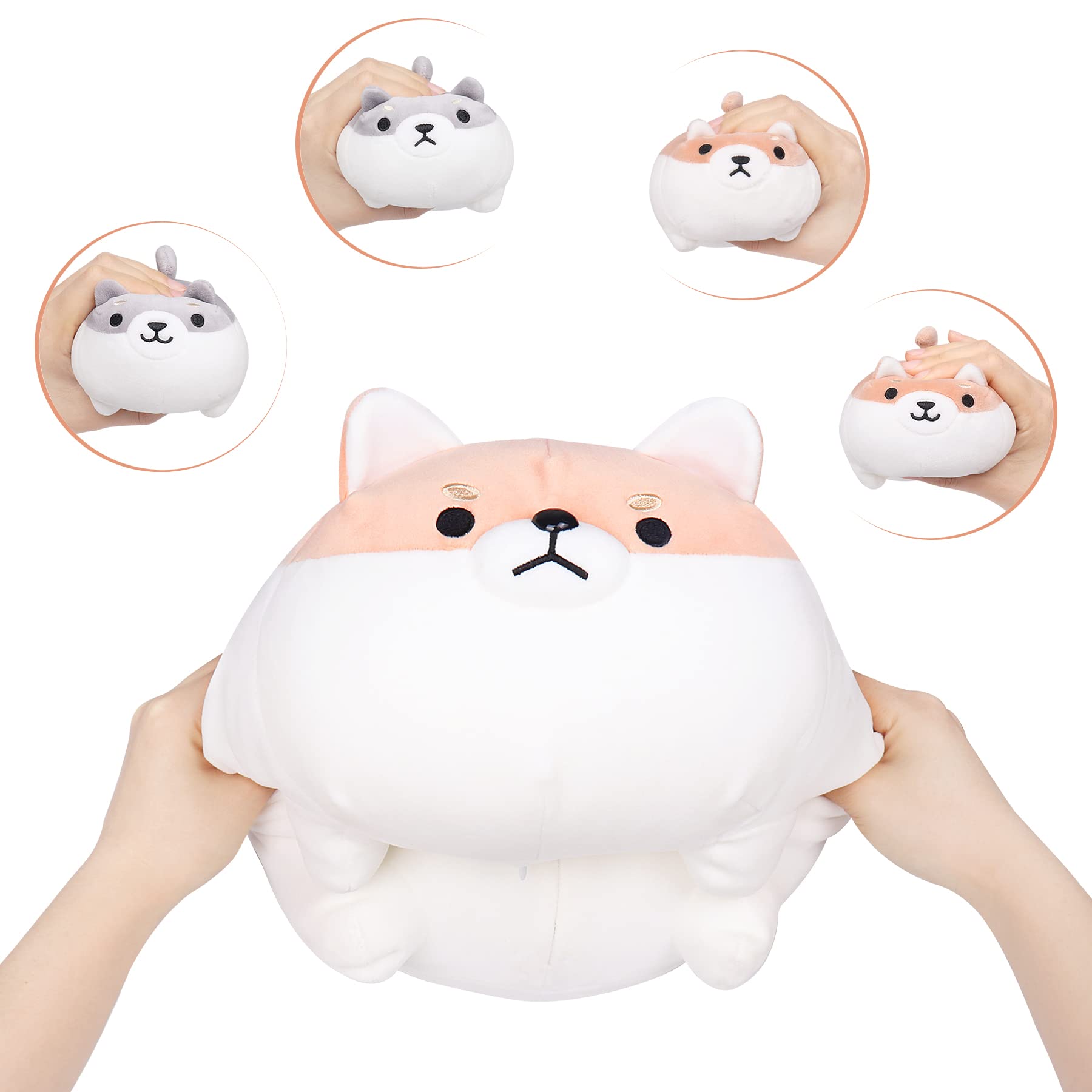 Shiba Inu Plush, 5 PCS Shiba Inu Stuffed Animal Family, 15.8" Corgi Plushie Cute Soft Plush Pillow Toy Anime Kawaii Plush Soft Corgi Pillow,Dog Mommy with 4 Puppies Plush Toy Gifts for Boys Girls