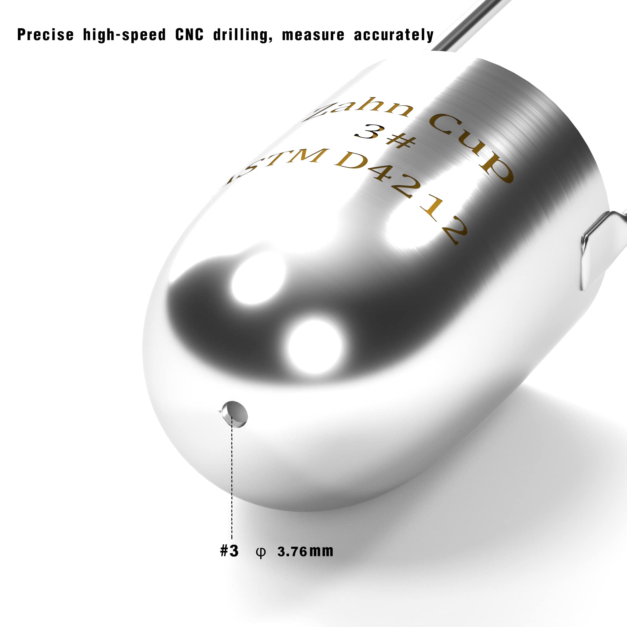 Viscosity Cup No. 3 Zahn Cup, 3 Viscometer Dip Type 44ml Viscosity Cup for Paint Sprayer, Stainless Steel Flow Cup for Oil Paint Finishes Honey Sauce