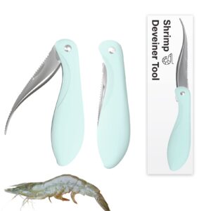 whiterhino shrimp deveiner tool, shrimp peeler and deveiner tool, with stainless steel blade and abs non-slip handle, folded shrimp cleaner knife, portable prawn shell peeler for kitchen (1 pack)