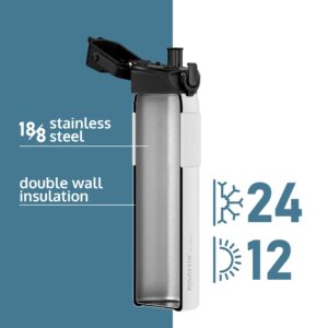 PREMIUM 24oz Double Insulated Water Bottle with Spout Lid – Stainless Steel Water Bottle – Leak Proof Metal Water Bottle – No Sweat – Reusable – Ice White, 23.6 oz