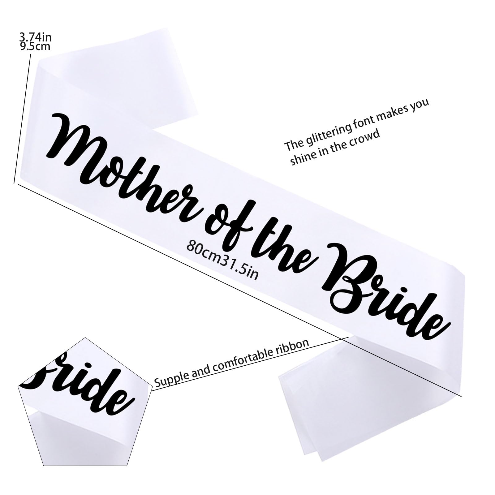 Mother of the Bride Sash and Mother of the Groom Sash, Black Bachelorette Party Sashes for Bridal Shower Supplies Wedding Accessories for Mother