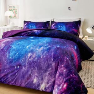 Helloosuu Galaxy Bedding Twin,Girls Purple Comforter Set,Twin Size Comforter Set for Boys Kids,Teen Girl Bedding Set Twin,Space Bedding,Kids Comforter Set for Girls,Twin Girl Comforter Set