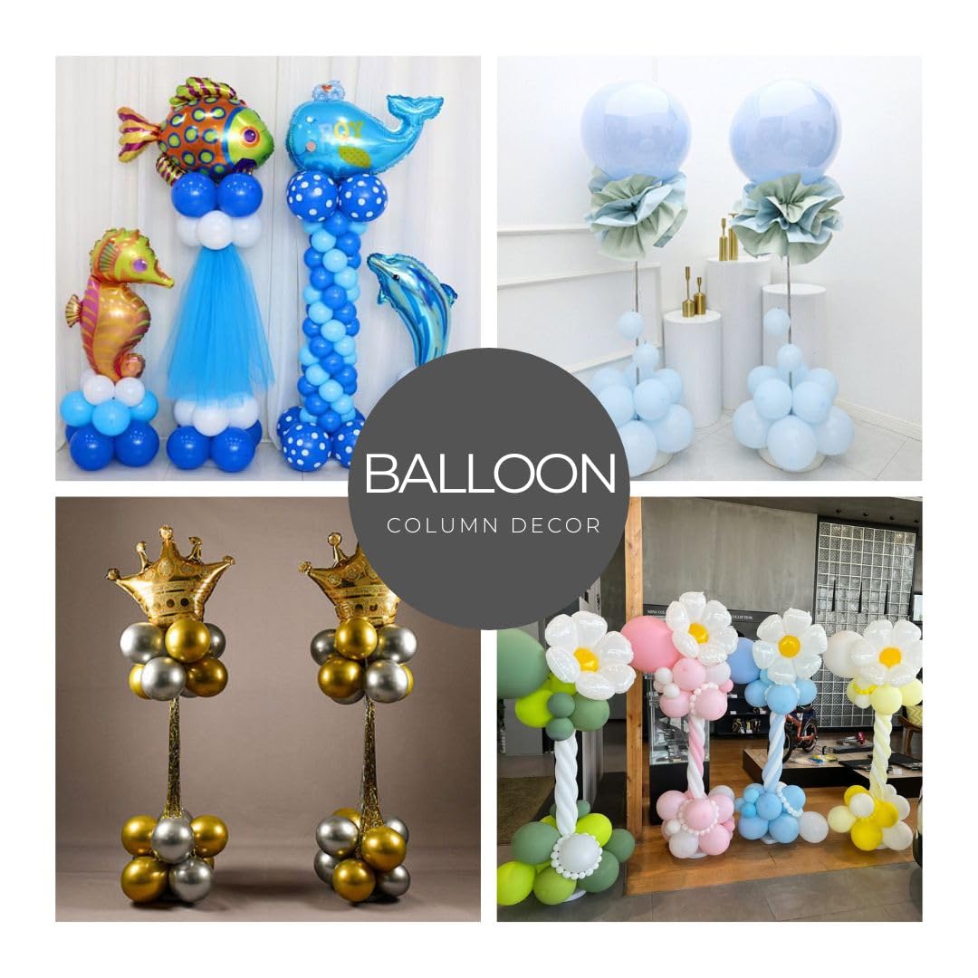 Miliocry Balloon Column Stand Kit Set of 2, 6.6 Feet Adjustable Balloon Arch Stand Tower Pillar with Base Reusable Metal Telescopic Poles for Birthday Wedding Baby Shower Graduation Party Decoration