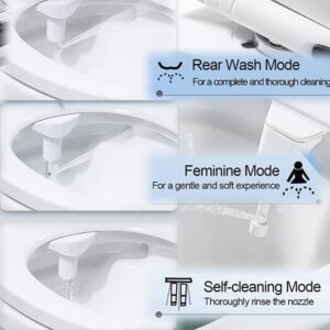 RADAAB Ultra-Slim Bidet Attachment for Frontal and Posterior Washes - Non-Electric Dual Nozzle, Adjustable Water Pressure Sprayer for Fresh and Sanitary Cold Water - Fits Any Toilet Seat