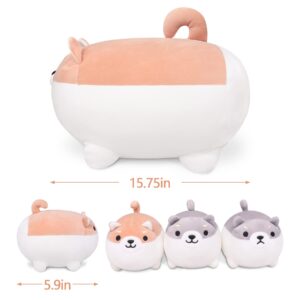 Shiba Inu Plush, 5 PCS Shiba Inu Stuffed Animal Family, 15.8" Corgi Plushie Cute Soft Plush Pillow Toy Anime Kawaii Plush Soft Corgi Pillow,Dog Mommy with 4 Puppies Plush Toy Gifts for Boys Girls