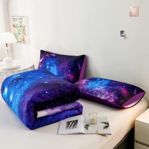 Helloosuu Galaxy Bedding Twin,Girls Purple Comforter Set,Twin Size Comforter Set for Boys Kids,Teen Girl Bedding Set Twin,Space Bedding,Kids Comforter Set for Girls,Twin Girl Comforter Set