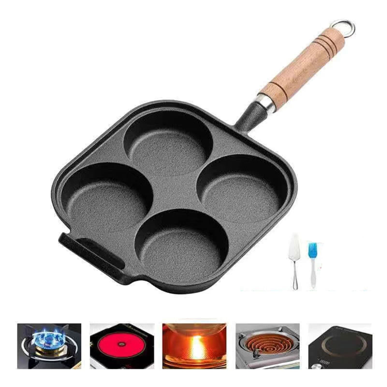 Egg Frying Pan Nonstick 4 Cups Pancake Pan Easy Clean Egg Cooker Omelet Pan for Breakfast, Plett, Crepe Pan, Suitable for Induction Cooker Electric Ceramic Stove