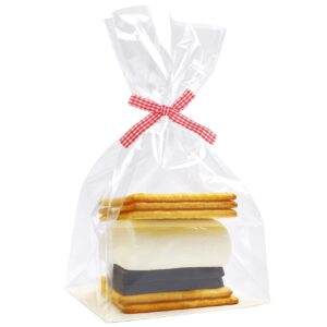 yotelab smores bags, flat bottom cellophane bags, 4x2x8 inches gusseted cellophane bags with paper insert,100 pieces