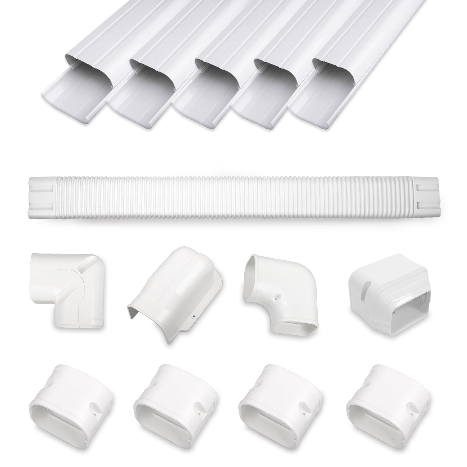 MOOITEK 3" 10Ft PVC Line Set Cover Kit for Ductless Mini Split Air Conditioners, Decorative PVC Slim Line Cover for Central AC & Heat Pumps Systems Tubing Cover White