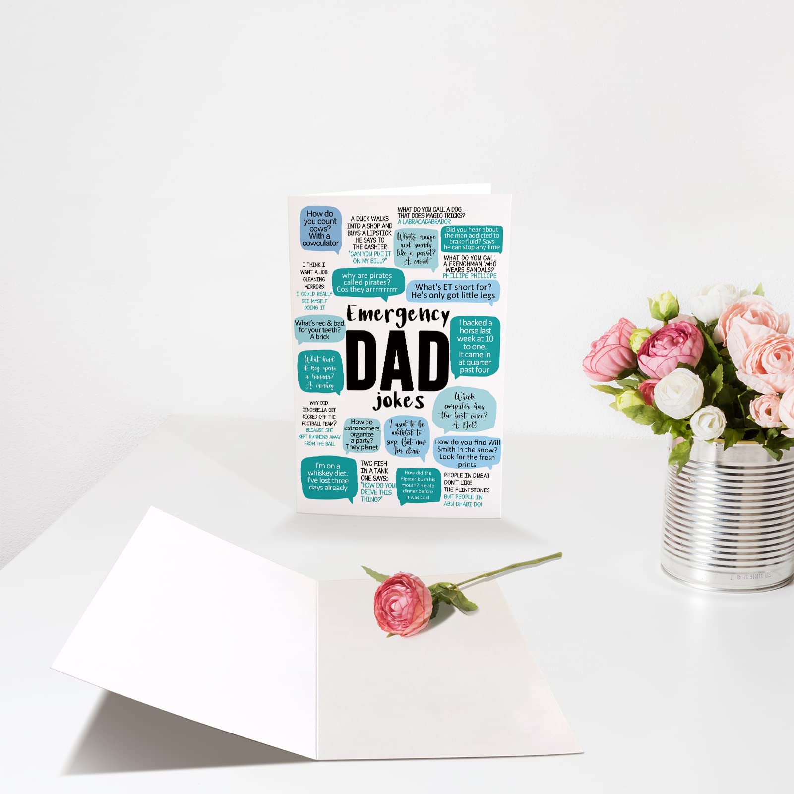 Chenive Funny Father's Day Card for Dad, Humorous Dad Birthday Card, Joker Greeting Card, Emergency Dad Jokes Card